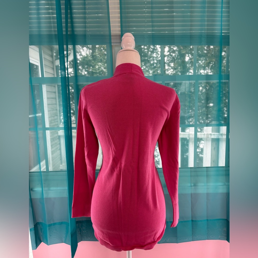 Isaac Mizrahi Size L Pink Women's Open Front Drape Long Sleeve Cardigan Sweater - Picture 3 of 5